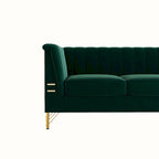 Canapé de salon moderne en velours, canapé 3 places avec pieds en métal doré et canapé vert - 83,46*31,9*30,5