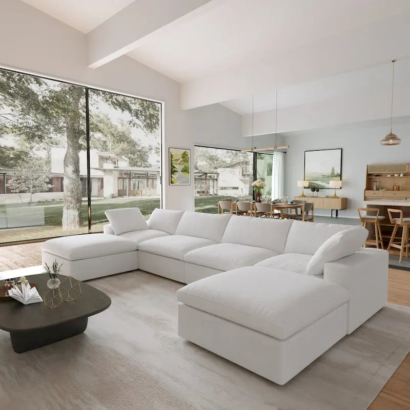 Canapé modulable convertible 156 places en forme de U, de style minimaliste et moderne, avec coussins