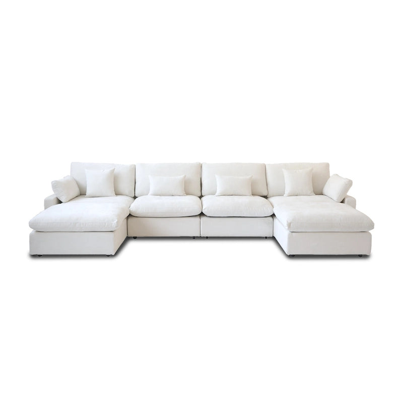 Canapé modulable convertible 156 places en forme de U, de style minimaliste et moderne, avec coussins