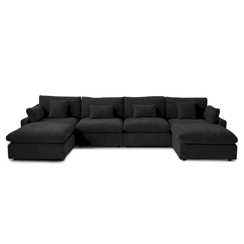 Canapé modulable convertible 156 places en forme de U, de style minimaliste et moderne, avec coussins