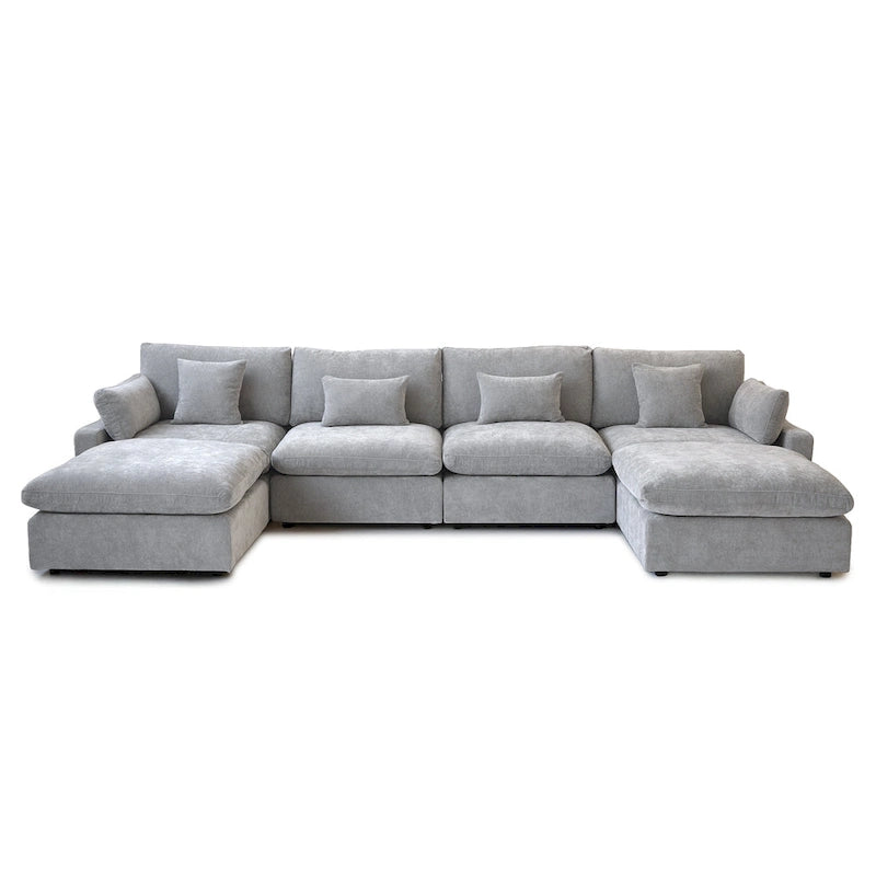 Canapé modulable convertible 156 places en forme de U, de style minimaliste et moderne, avec coussins