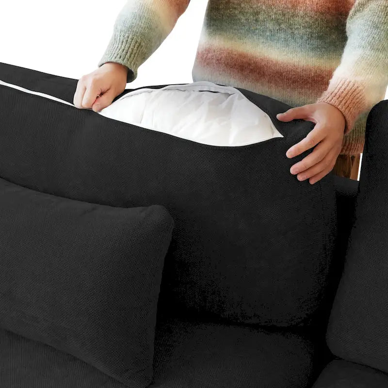 Canapé modulable convertible 156 places en forme de U, de style minimaliste et moderne, avec coussins