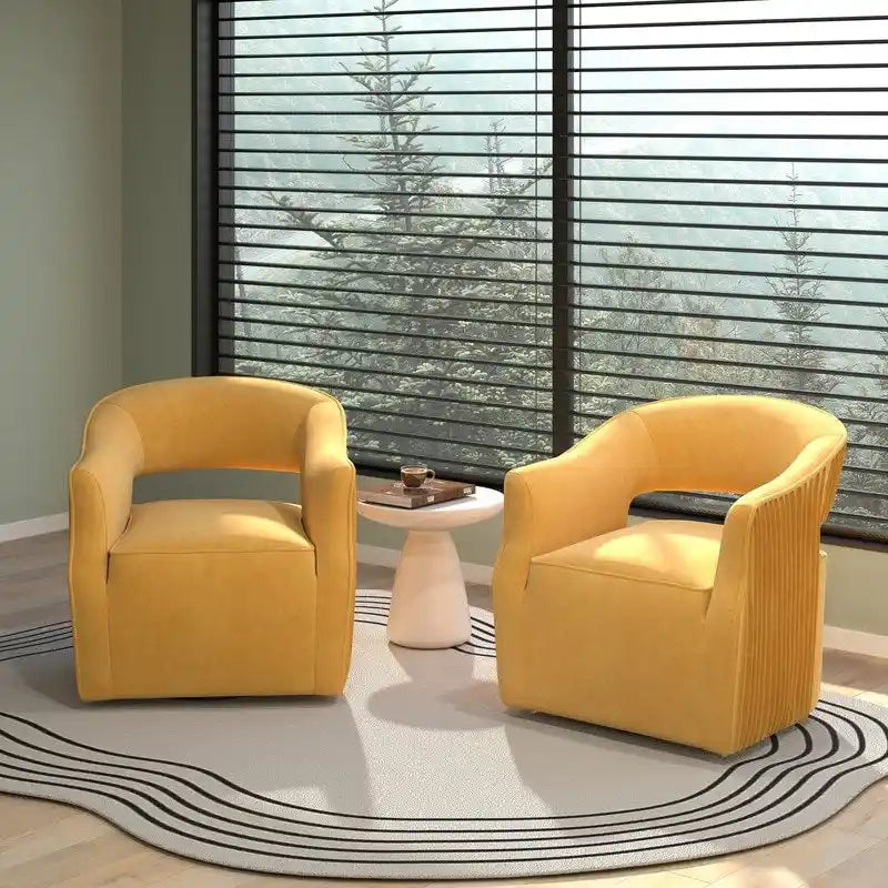 Modern Glam Velvet 360 Degree Swivel Open-Back Accent Armchair Set of 2