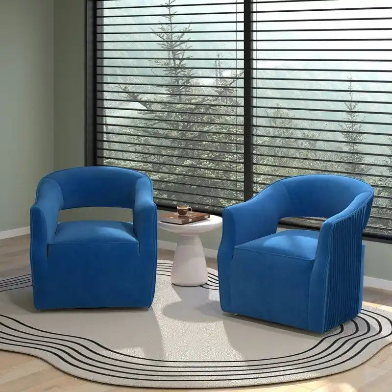 Modern Glam Velvet 360 Degree Swivel Open-Back Accent Armchair Set of 2