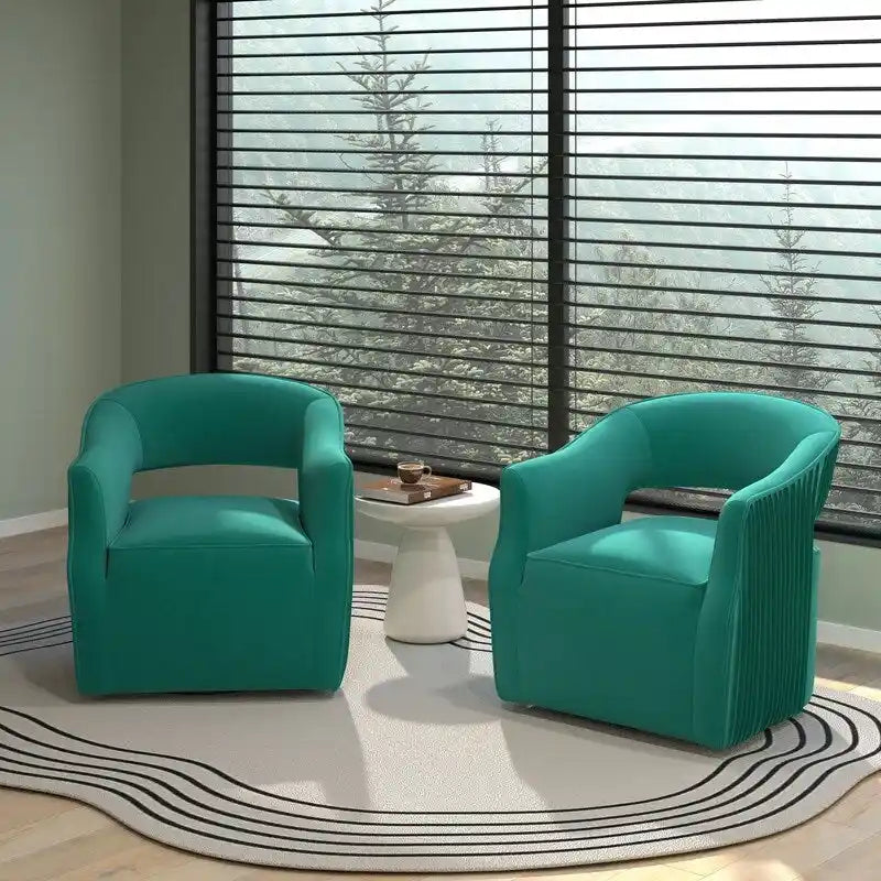 Modern Glam Velvet 360 Degree Swivel Open-Back Accent Armchair Set of 2