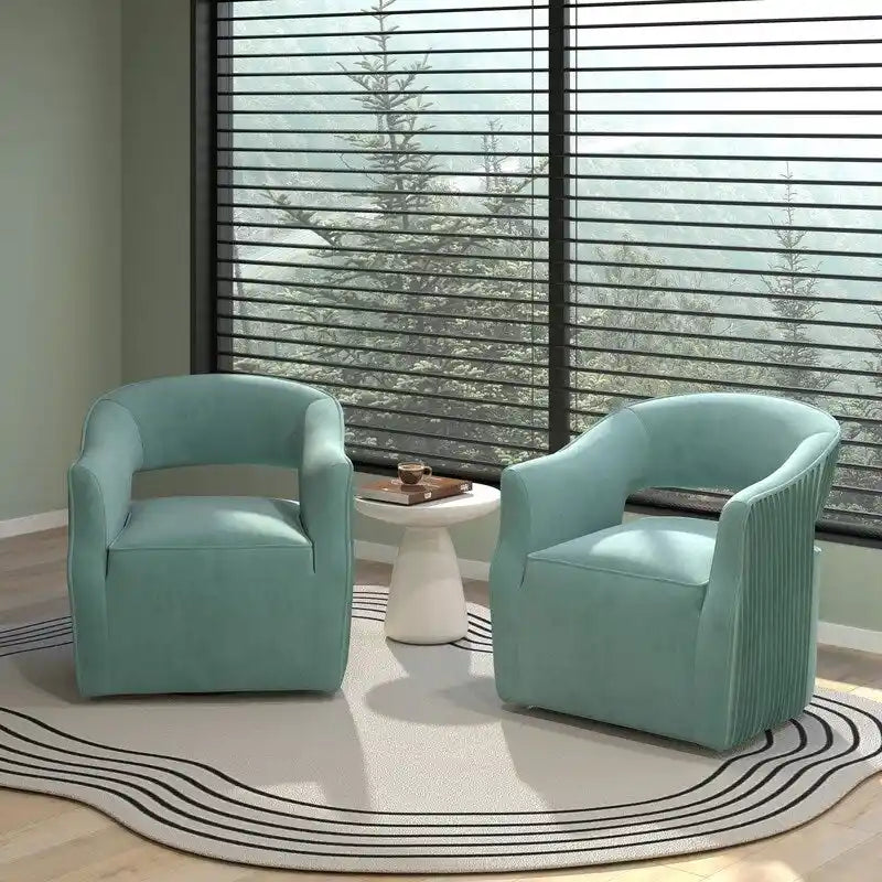 Modern Glam Velvet 360 Degree Swivel Open-Back Accent Armchair Set of 2