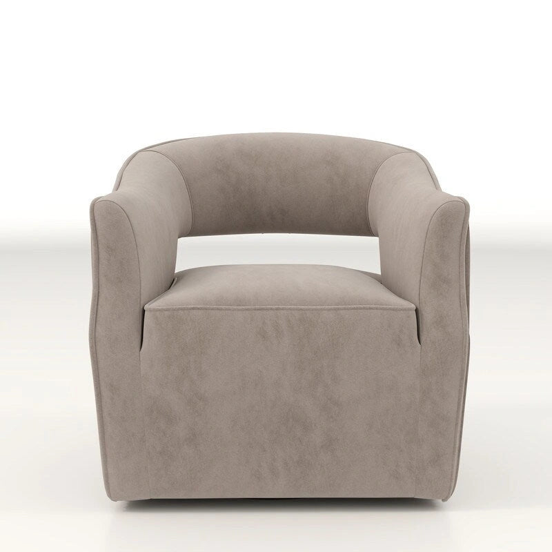Ensemble de 2 fauteuils d'appoint pivotants à 360 degrés en velours, style glamour moderne, dossier ouvert