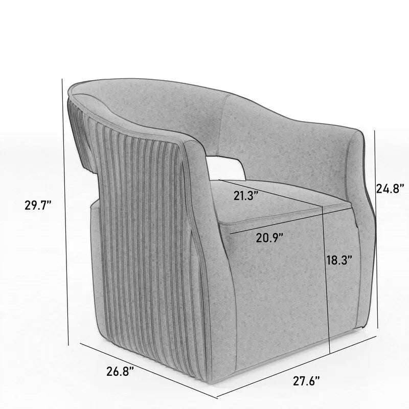 Ensemble de 2 fauteuils d'appoint pivotants à 360 degrés en velours, style glamour moderne, dossier ouvert