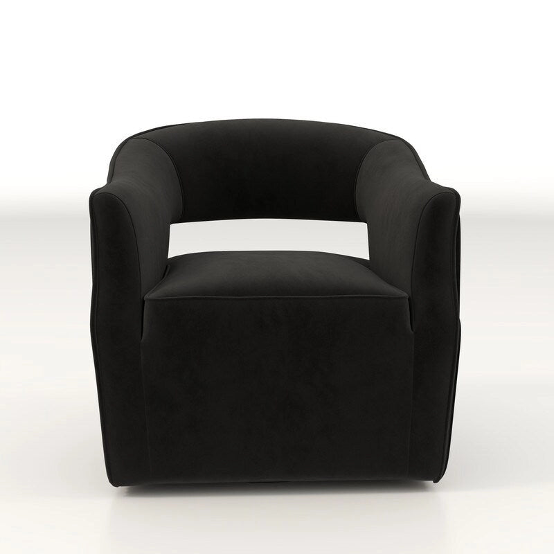 Ensemble de 2 fauteuils d'appoint pivotants à 360 degrés en velours, style glamour moderne, dossier ouvert