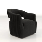 Ensemble de 2 fauteuils d'appoint pivotants à 360 degrés en velours, style glamour moderne, dossier ouvert