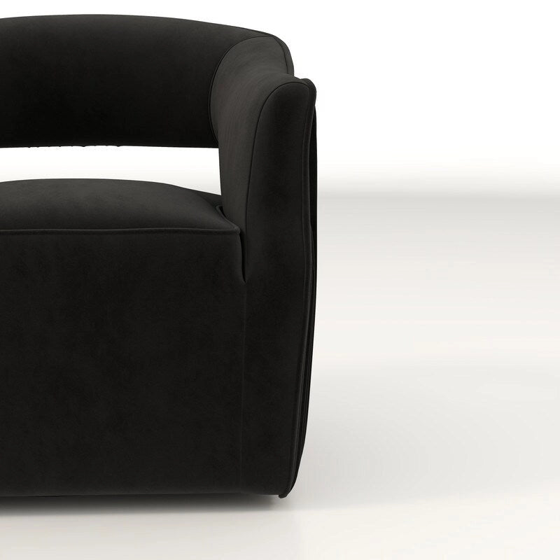 Ensemble de 2 fauteuils d'appoint pivotants à 360 degrés en velours, style glamour moderne, dossier ouvert