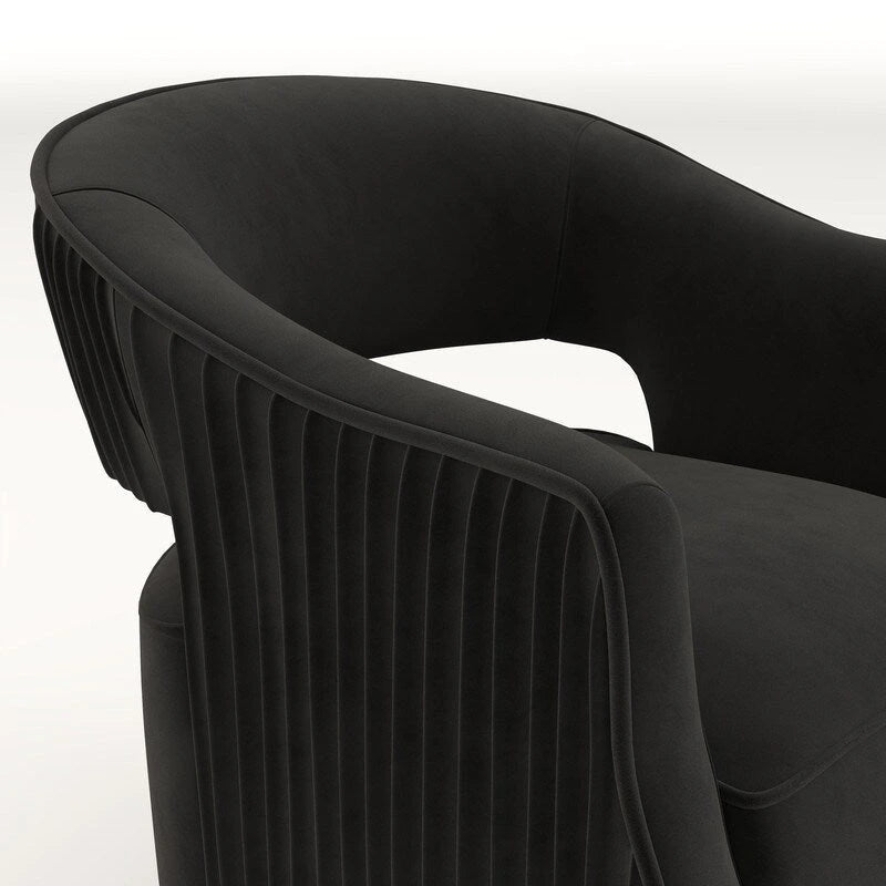 Ensemble de 2 fauteuils d'appoint pivotants à 360 degrés en velours, style glamour moderne, dossier ouvert