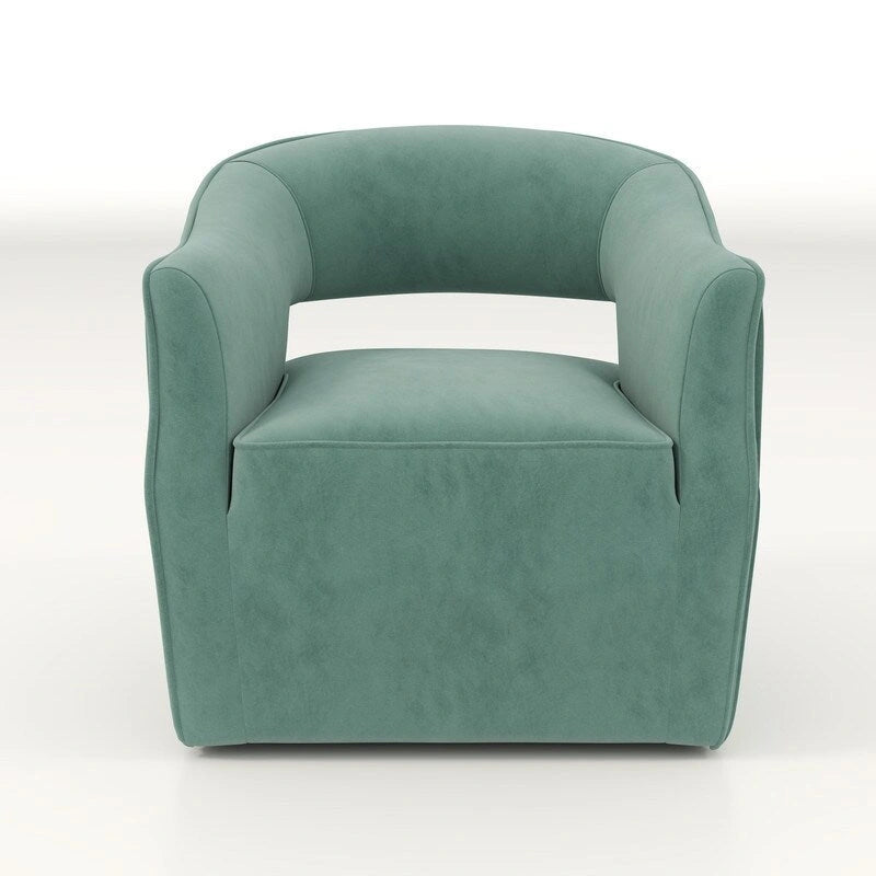 Ensemble de 2 fauteuils d'appoint pivotants à 360 degrés en velours, style glamour moderne, dossier ouvert