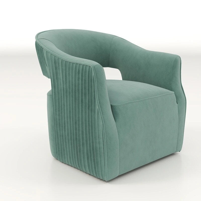 Ensemble de 2 fauteuils d'appoint pivotants à 360 degrés en velours, style glamour moderne, dossier ouvert