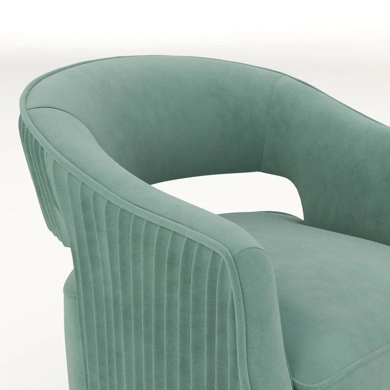 Ensemble de 2 fauteuils d'appoint pivotants à 360 degrés en velours, style glamour moderne, dossier ouvert