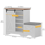 Meuble à chaussures de ferme avec porte coulissante, banc à chaussures, armoire de rangement à 5 niveaux avec étagères réglables pour 20 paires