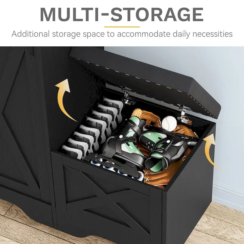 Meuble à chaussures de ferme avec porte coulissante, banc à chaussures, armoire de rangement à 5 niveaux avec étagères réglables pour 20 paires