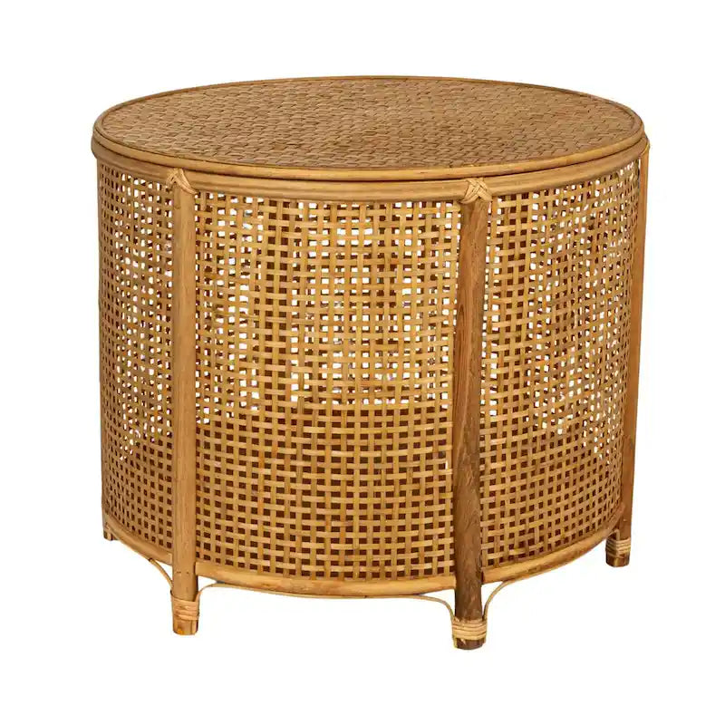 Table d'appoint en bambou et rotin