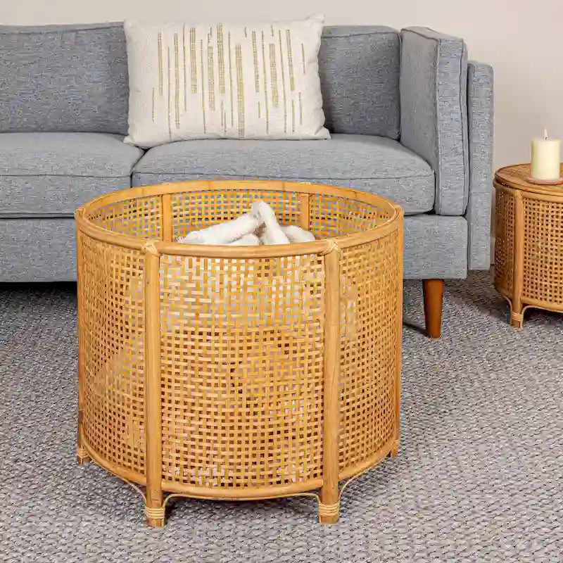 Table d'appoint en bambou et rotin