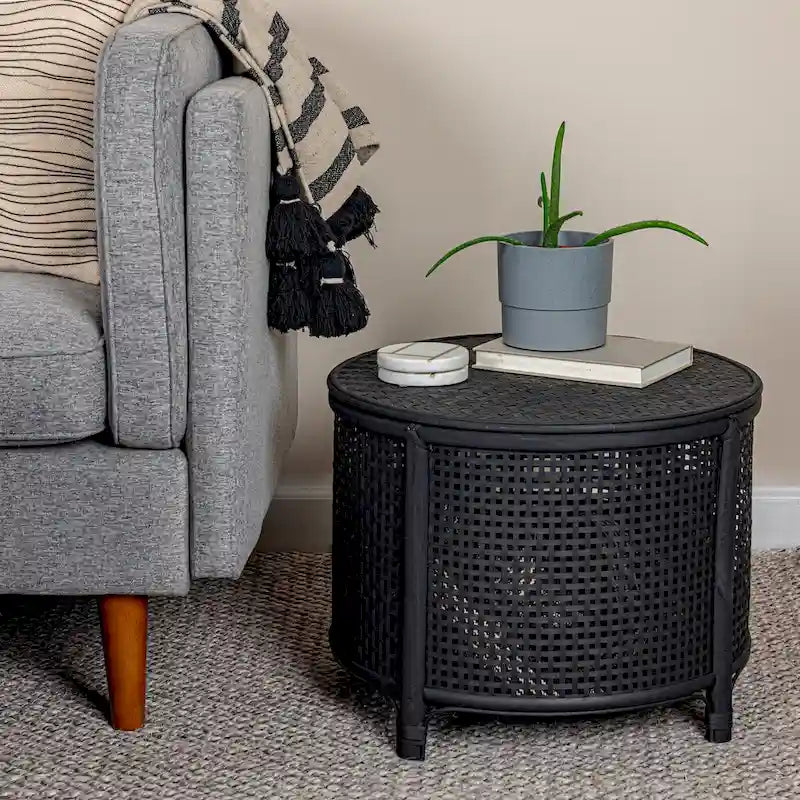 Table d'appoint en bambou et rotin
