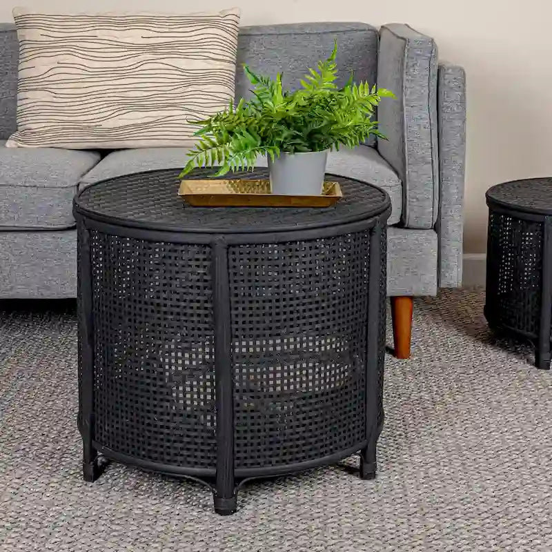 Table d'appoint en bambou et rotin
