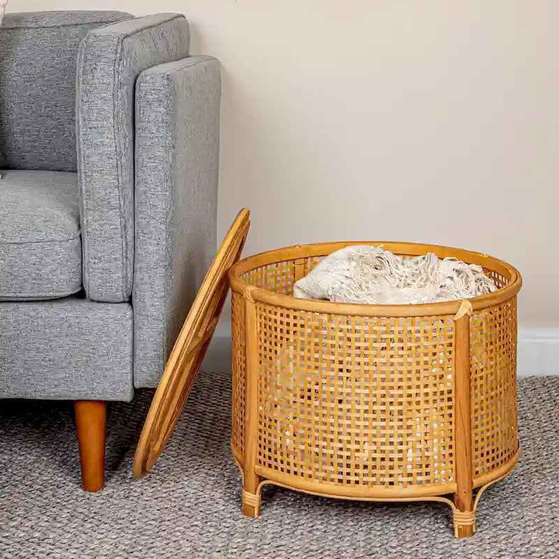 Table d'appoint en bambou et rotin