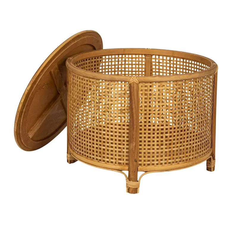 Table d'appoint en bambou et rotin