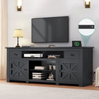 Meuble TV de ferme de 70 po, centre de divertissement avec prise de courant pour téléviseurs jusqu'à 80 po - 70L x 15.5W x 30H