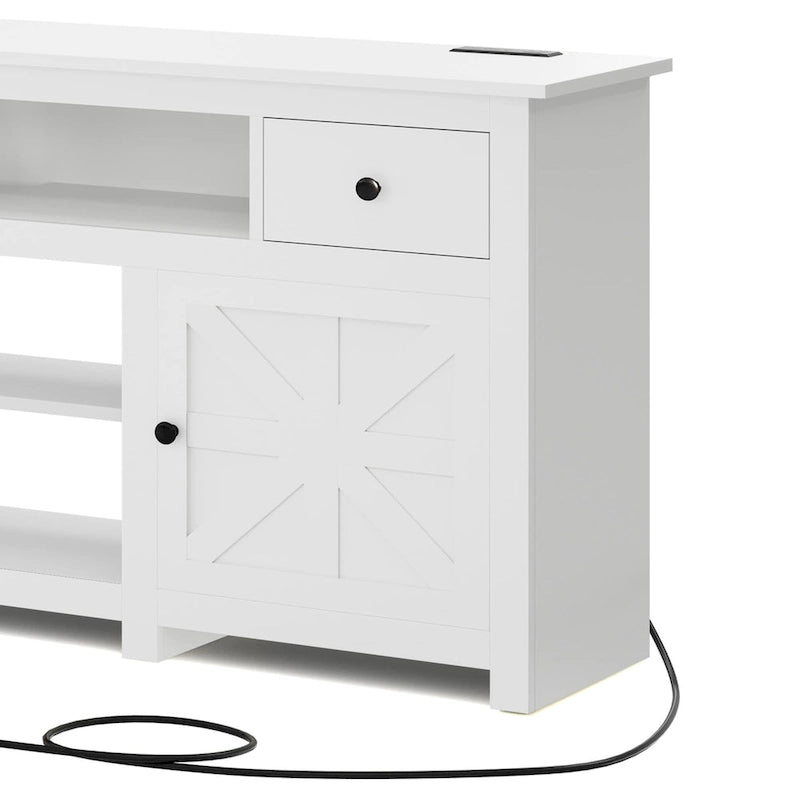Meuble TV de ferme de 70 po, centre de divertissement avec prise de courant pour téléviseurs jusqu'à 80 po - 70L x 15.5W x 30H