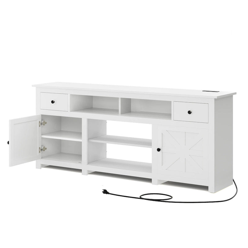 Meuble TV de ferme de 70 po, centre de divertissement avec prise de courant pour téléviseurs jusqu'à 80 po - 70L x 15.5W x 30H