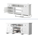 Meuble TV de ferme de 70 po, centre de divertissement avec prise de courant pour téléviseurs jusqu'à 80 po - 70L x 15.5W x 30H