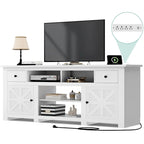 Meuble TV de ferme de 70 po, centre de divertissement avec prise de courant pour téléviseurs jusqu'à 80 po - 70L x 15.5W x 30H