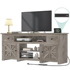 Meuble TV de ferme de 70 po, centre de divertissement avec prise de courant pour téléviseurs jusqu'à 80 po - 70L x 15.5W x 30H