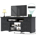 Meuble TV de ferme de 70 po, centre de divertissement avec prise de courant pour téléviseurs jusqu'à 80 po - 70L x 15.5W x 30H
