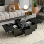 Table basse multifonctionnelle extensible, table de canapé, table à cocktail avec 2 compartiments de rangement cachés