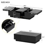 Table basse multifonctionnelle extensible, table de canapé, table à cocktail avec 2 compartiments de rangement cachés