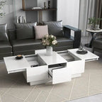 Table basse multifonctionnelle extensible, table de canapé, table à cocktail avec 2 compartiments de rangement cachés