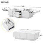 Table basse multifonctionnelle extensible, table de canapé, table à cocktail avec 2 compartiments de rangement cachés
