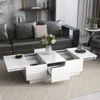 Table basse multifonctionnelle extensible, table de canapé, table à cocktail avec 2 compartiments de rangement cachés