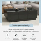 Table basse multifonctionnelle extensible, table de canapé, table à cocktail avec 2 compartiments de rangement cachés