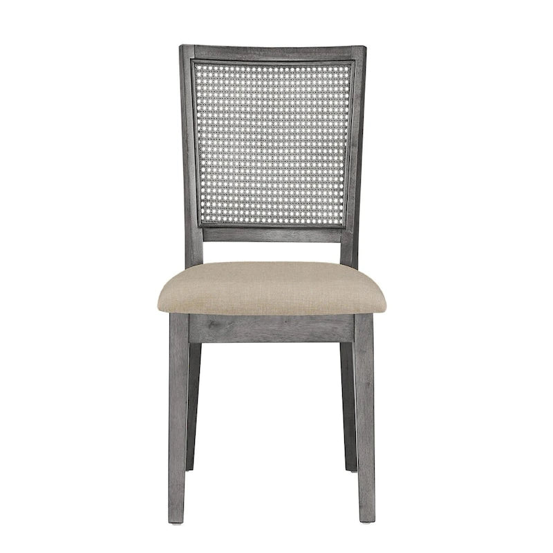 Chaises de salle à manger en lin beige et rotin