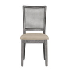 Chaises de salle à manger en lin beige et rotin
