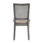 Chaises de salle à manger en lin beige et rotin