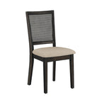Chaises de salle à manger en lin beige et rotin