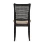 Chaises de salle à manger en lin beige et rotin