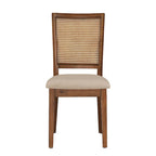 Chaises de salle à manger en lin beige et rotin