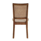 Chaises de salle à manger en lin beige et rotin