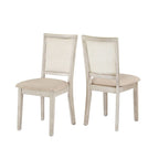 Chaises de salle à manger en lin beige et rotin