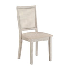 Chaises de salle à manger en lin beige et rotin