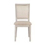 Chaises de salle à manger en lin beige et rotin